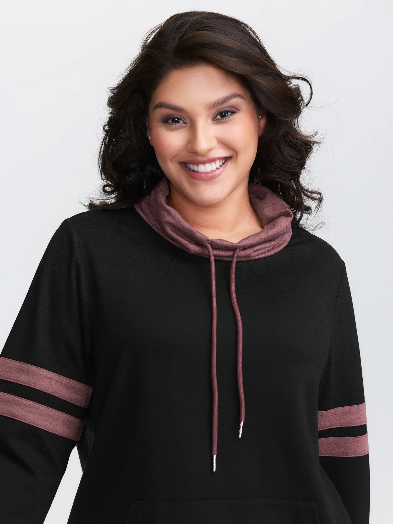 Stripe Color Contrast High Neck Sweatshirt sold by Bloomchic product image thumbnail 2