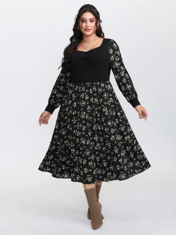 2-in-1 Floral Ruched Midi Dress sold by Bloomchic