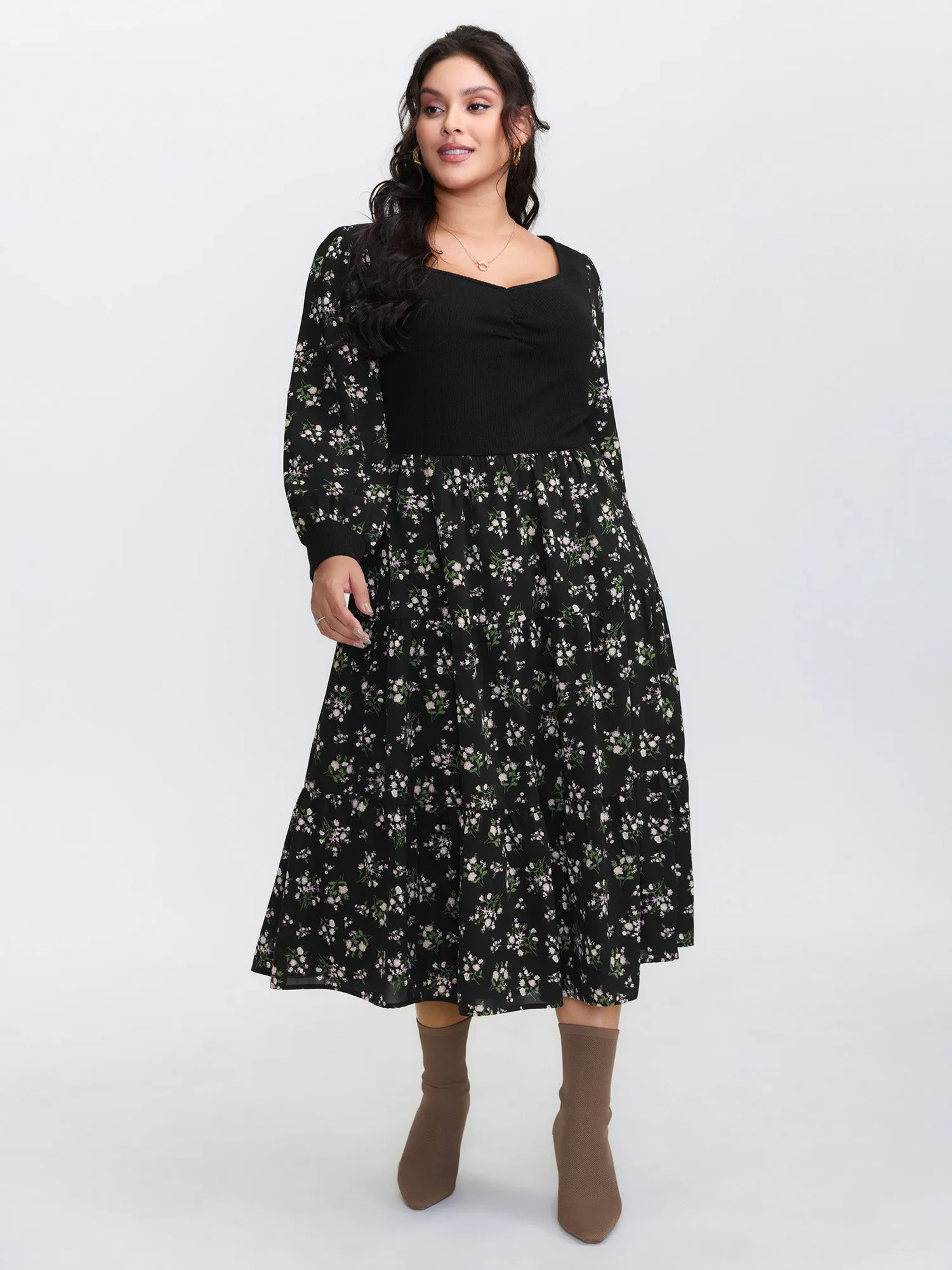 2-in-1 Floral Ruched Midi Dress sold by Bloomchic product image thumbnail 3