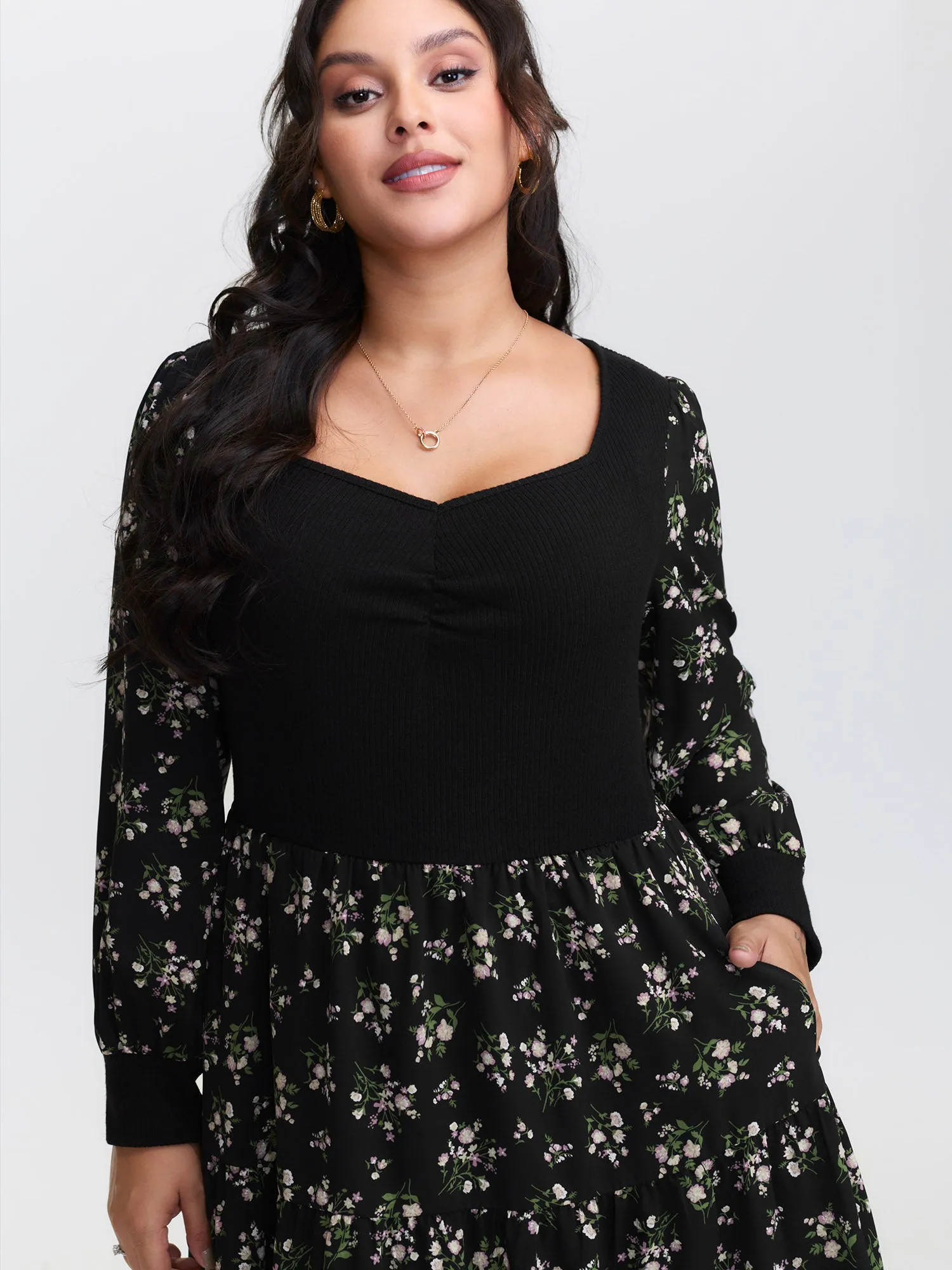 2-in-1 Floral Ruched Midi Dress sold by Bloomchic product image thumbnail 2