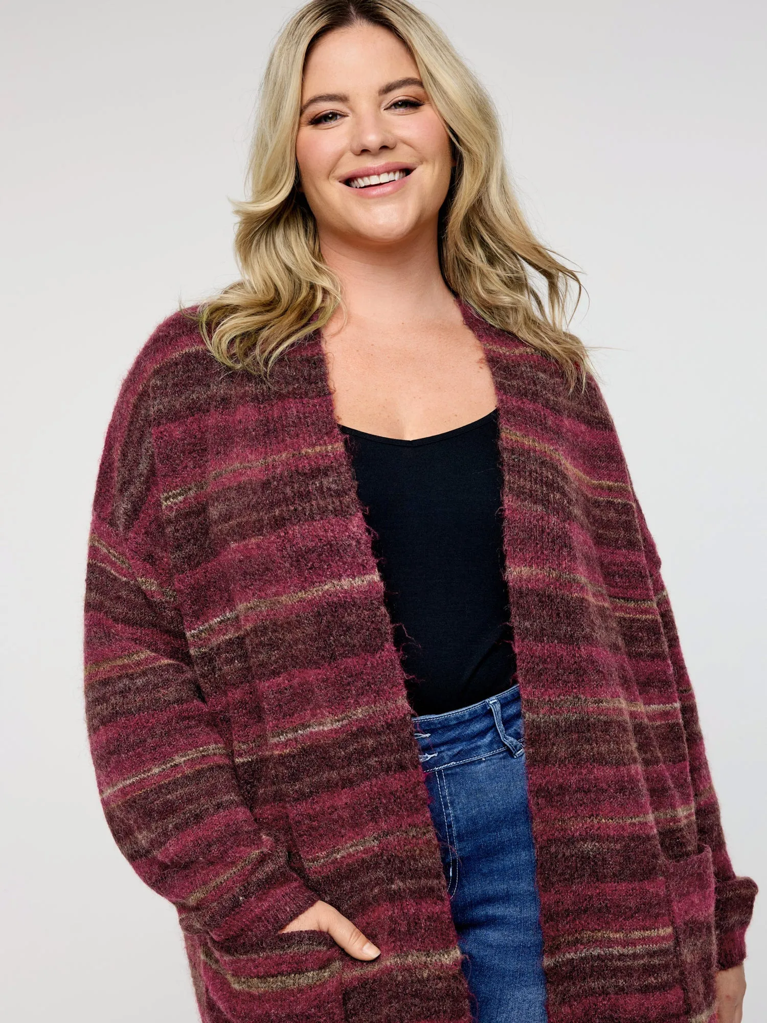 Color Gradient Textured Pockets Knit Cardigan sold by Bloomchic product image thumbnail 2