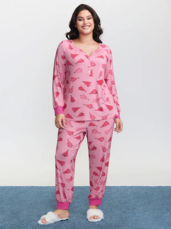 Christmas Tree Buttons Loungewear Set sold by Bloomchic