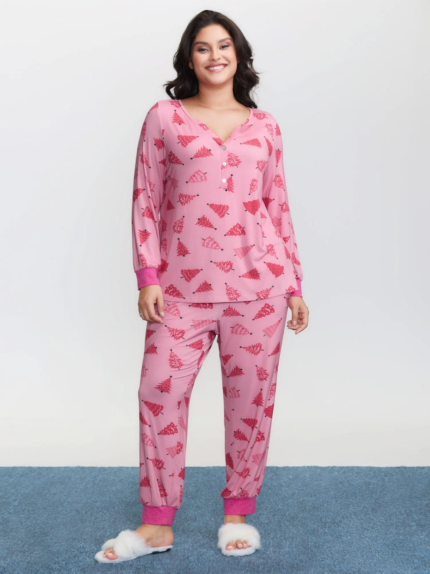 Christmas Tree Buttons Loungewear Set sold by Bloomchic