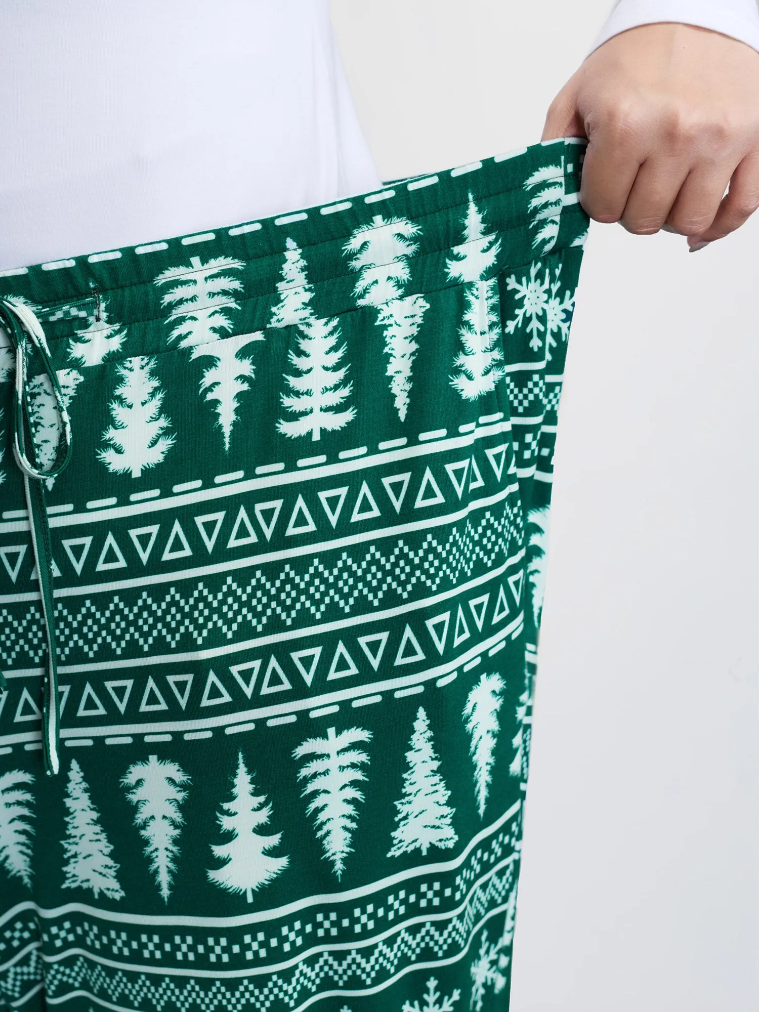 Holiday Print Drawstring Waist Lounge Bottoms sold by Bloomchic product image thumbnail 3