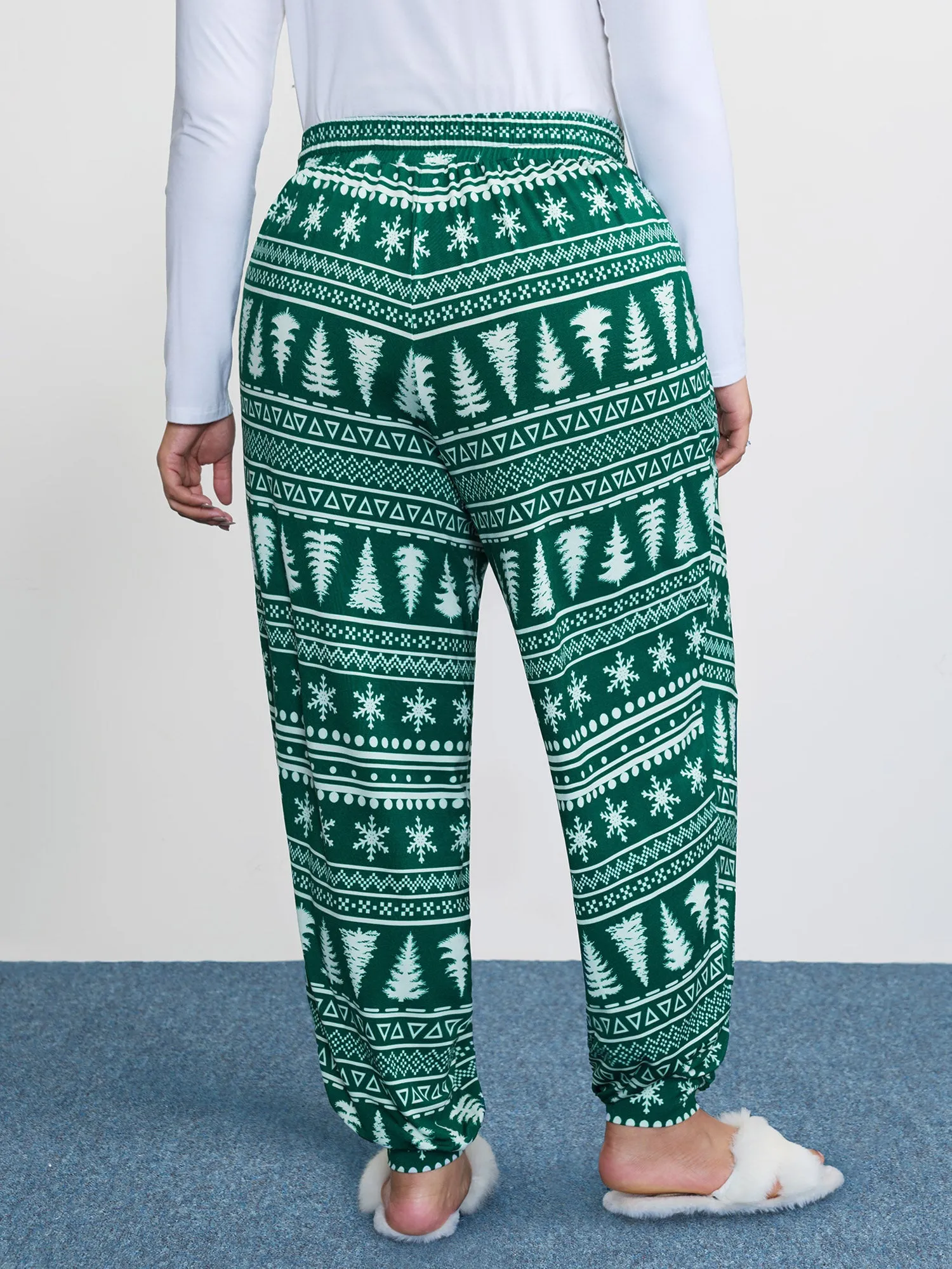 Holiday Print Drawstring Waist Lounge Bottoms sold by Bloomchic product image thumbnail 5