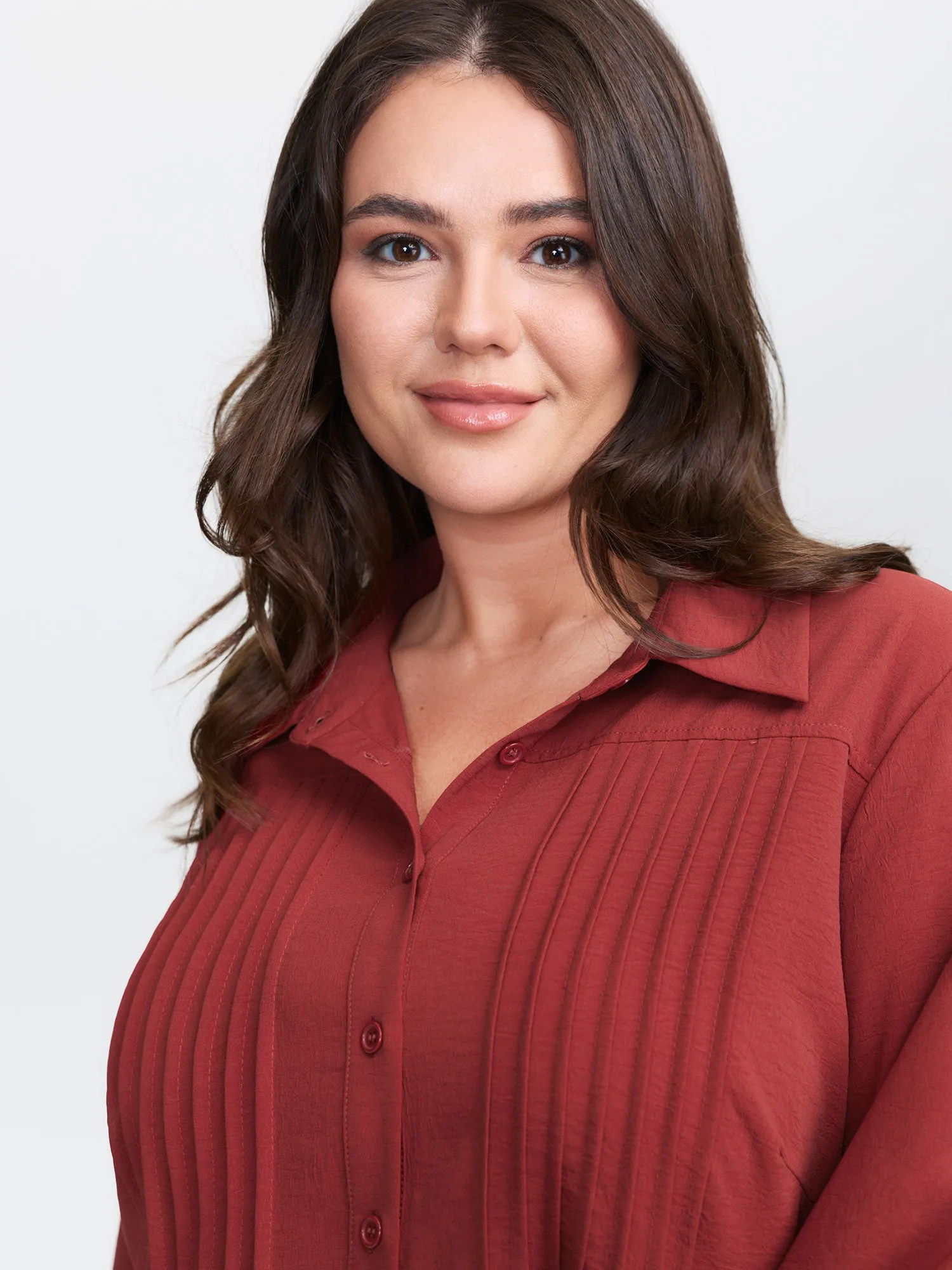 Pleated Button Placket Open-Front Shirt sold by Bloomchic product image thumbnail 2