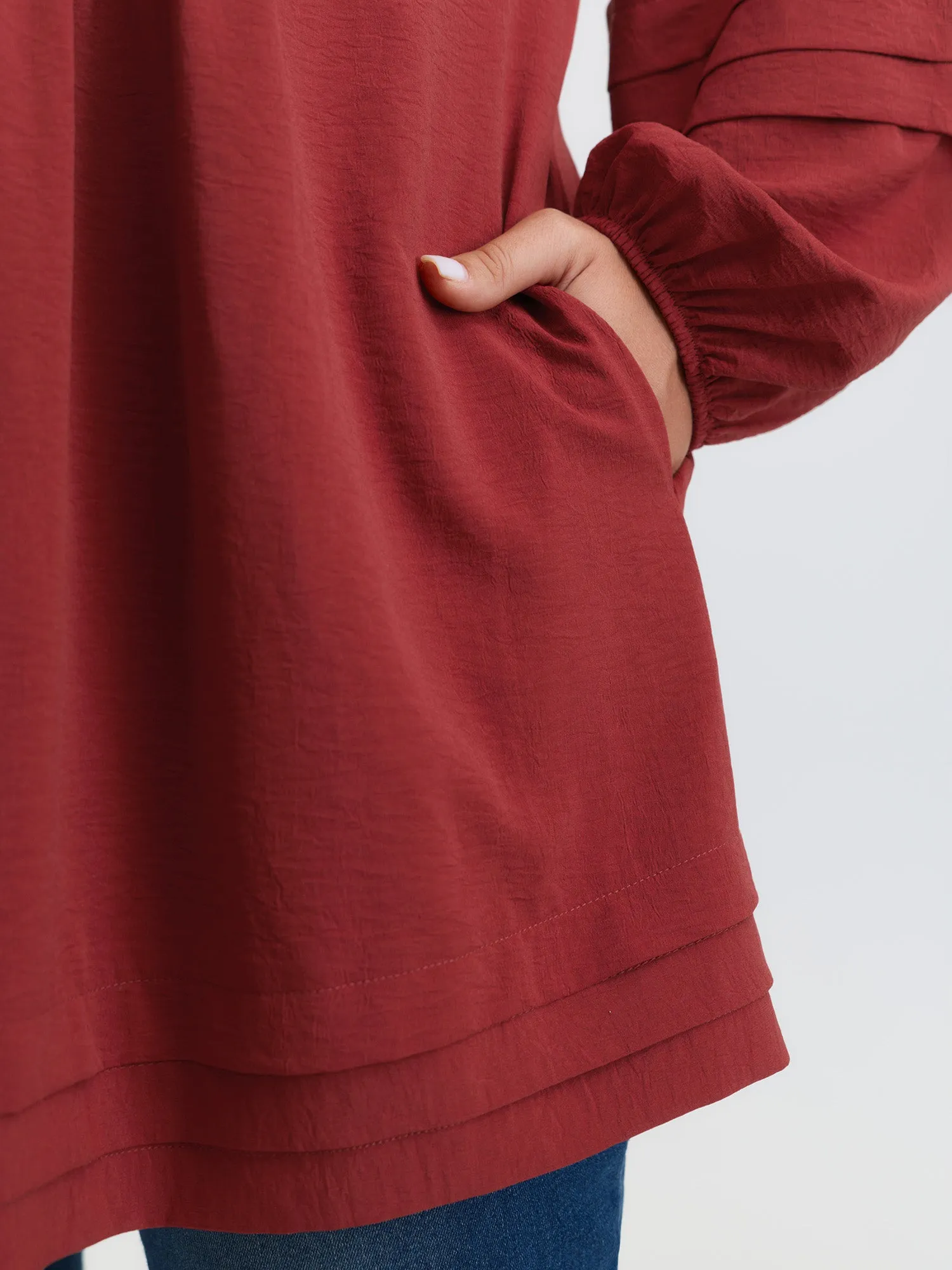 Pleated Button Placket Open-Front Shirt sold by Bloomchic product image thumbnail 4
