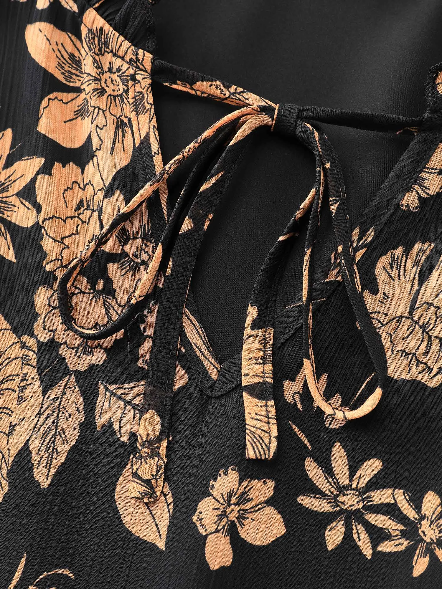 Chiffon Silhouette Flower Ruffled Midi Dress sold by Bloomchic product image thumbnail 5