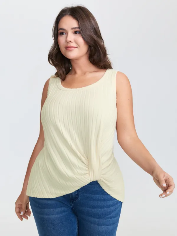 Velvety Ribbed Knotted Tank Top sold by Bloomchic
