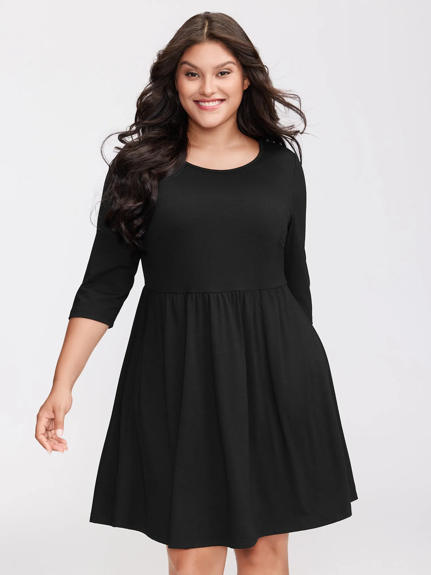 Round Neck Padded Bra Midi Dress sold by Bloomchic