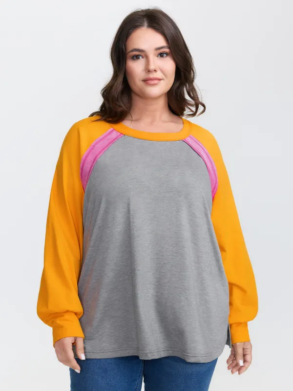 Color Contrast Raglan Sleeve T-Shirt sold by Bloomchic