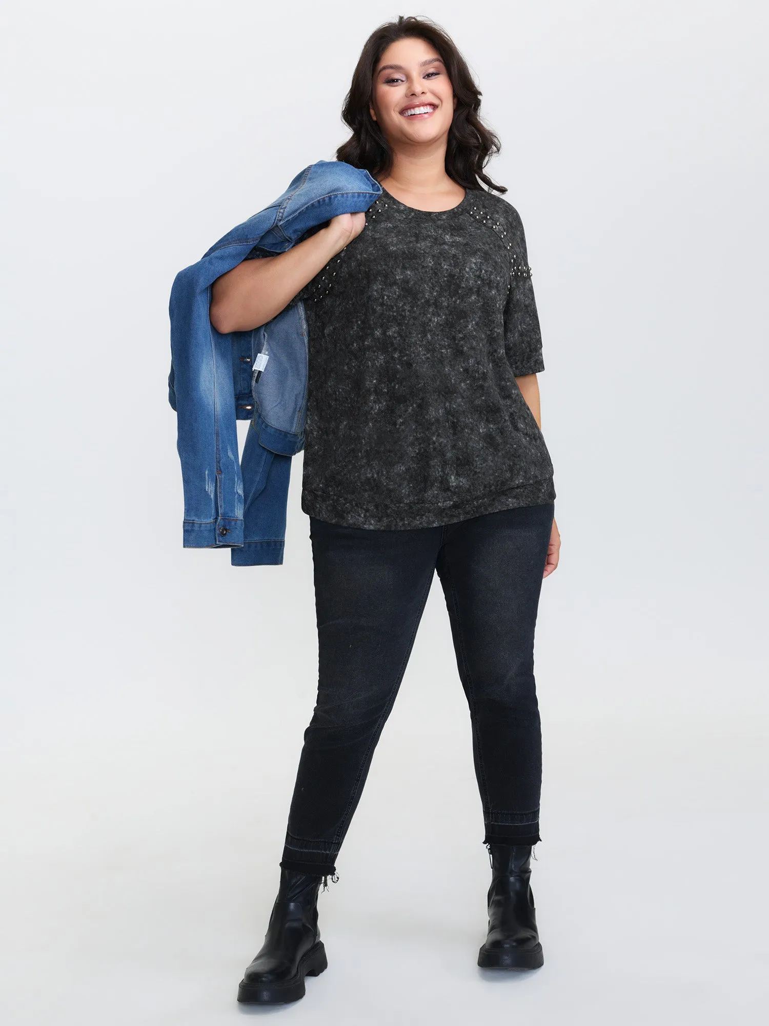 Rivets Snowflake Effect Stretchy T-Shirt sold by Bloomchic product image thumbnail 3