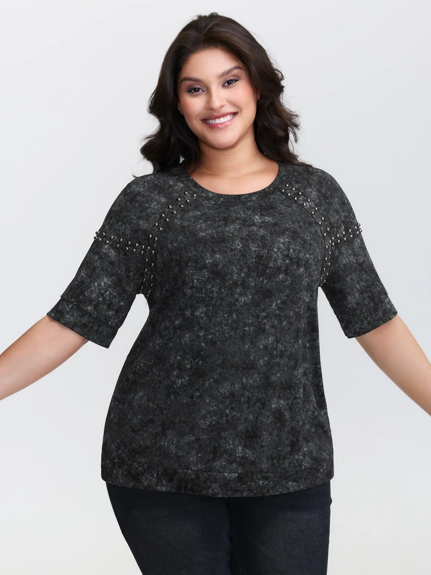 Rivets Snowflake Effect Stretchy T-Shirt sold by Bloomchic product image thumbnail 2