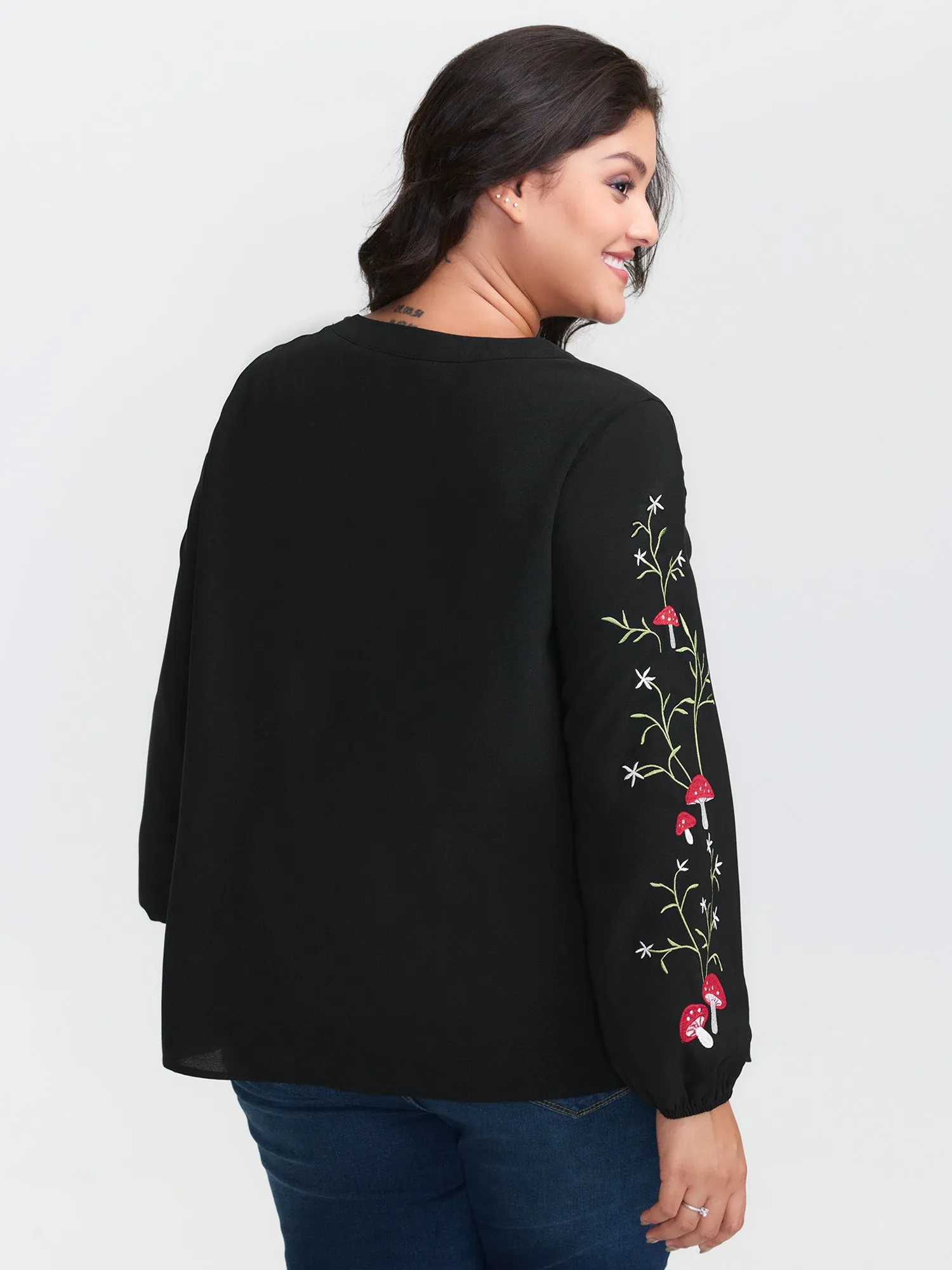 Floral Embroidery Toothpick Pleats Blouse sold by Bloomchic product image thumbnail 4