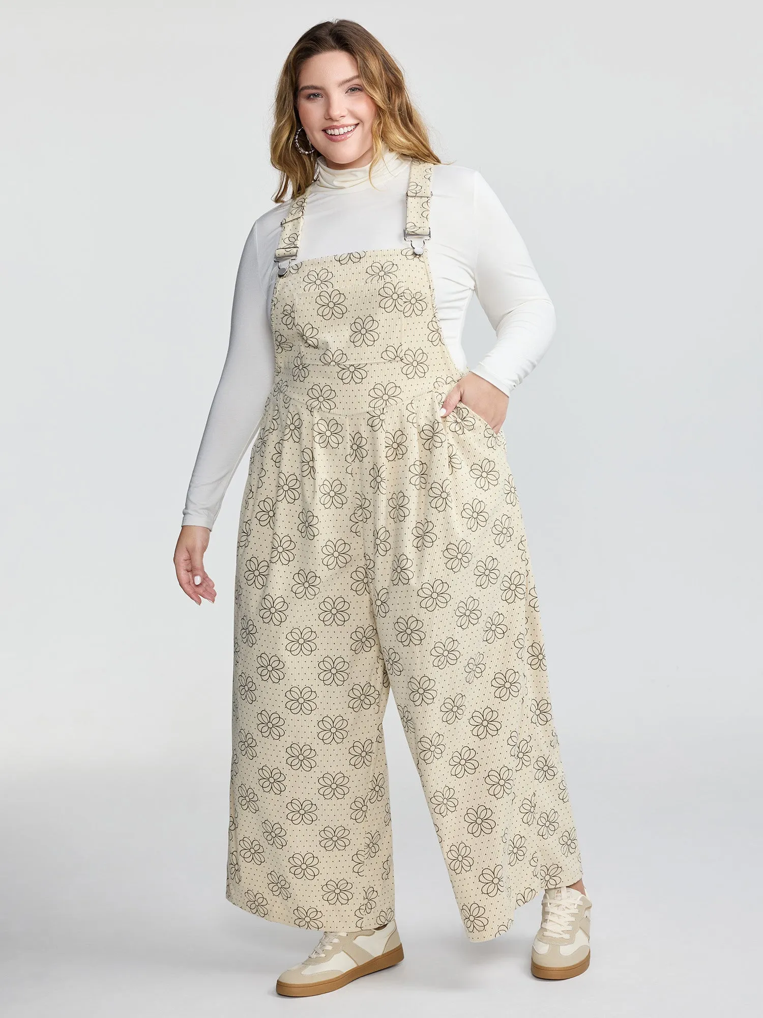 Floral Print Corduroy Pockets Jumpsuit sold by Bloomchic product image thumbnail 3
