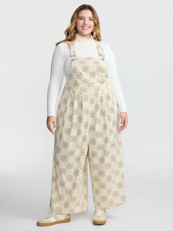 Floral Print Corduroy Pockets Jumpsuit sold by Bloomchic