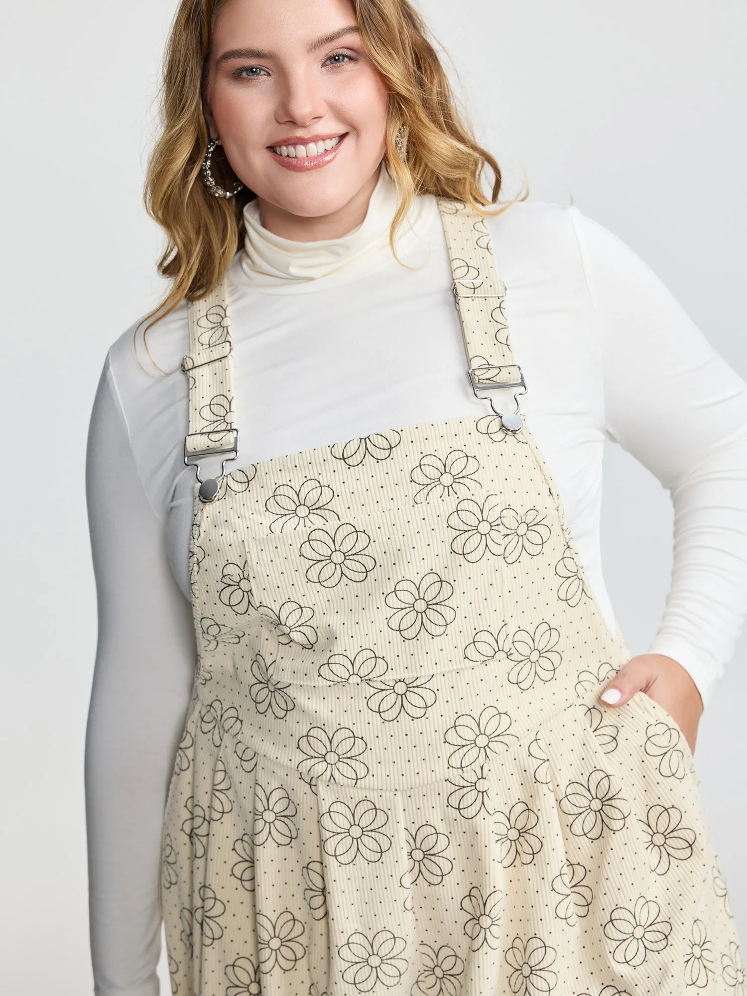 Floral Print Corduroy Pockets Jumpsuit sold by Bloomchic product image thumbnail 2