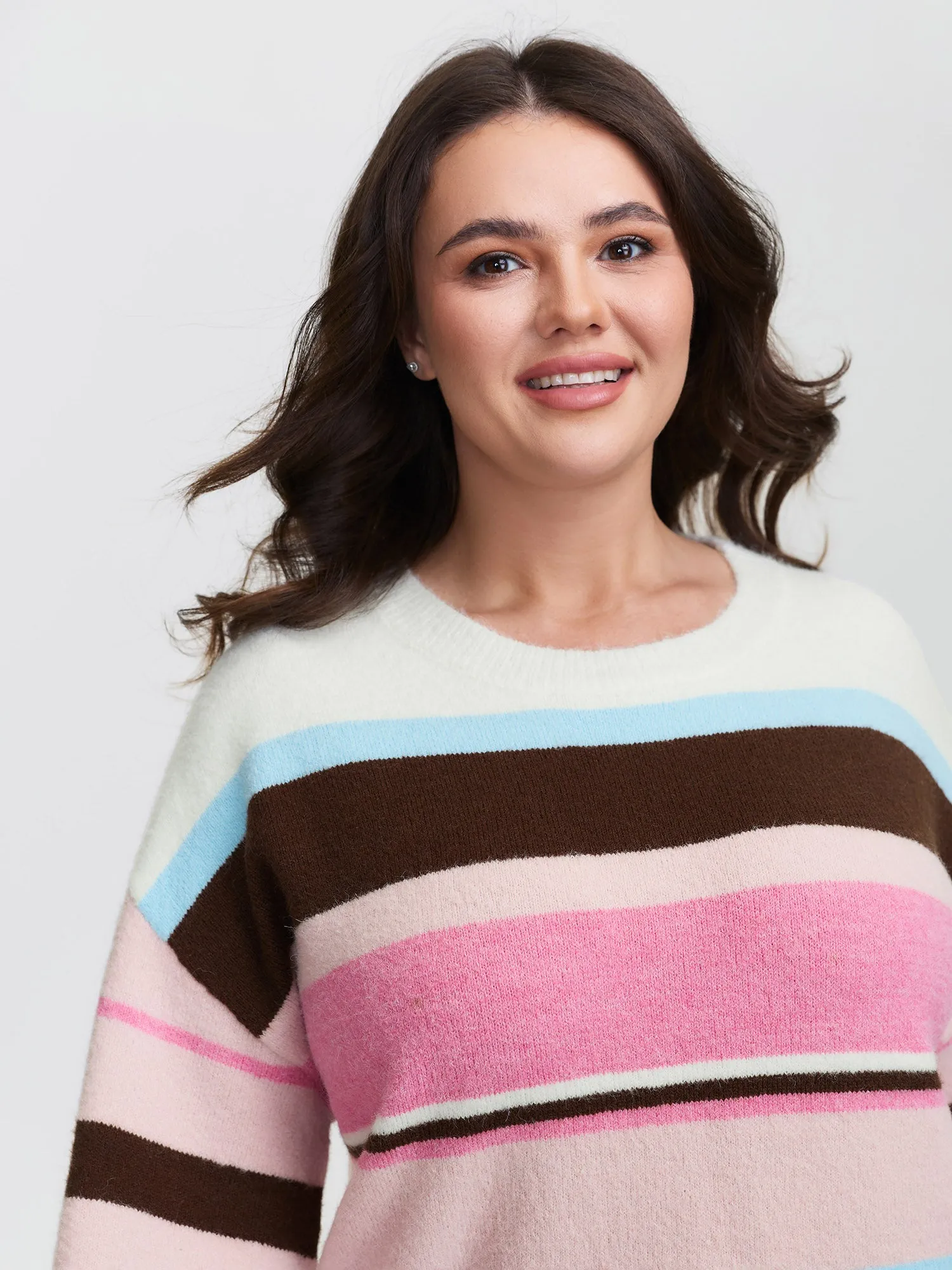 Colorful Stripes Drop Shoulder Lantern Sleeve Pullover sold by Bloomchic product image thumbnail 2