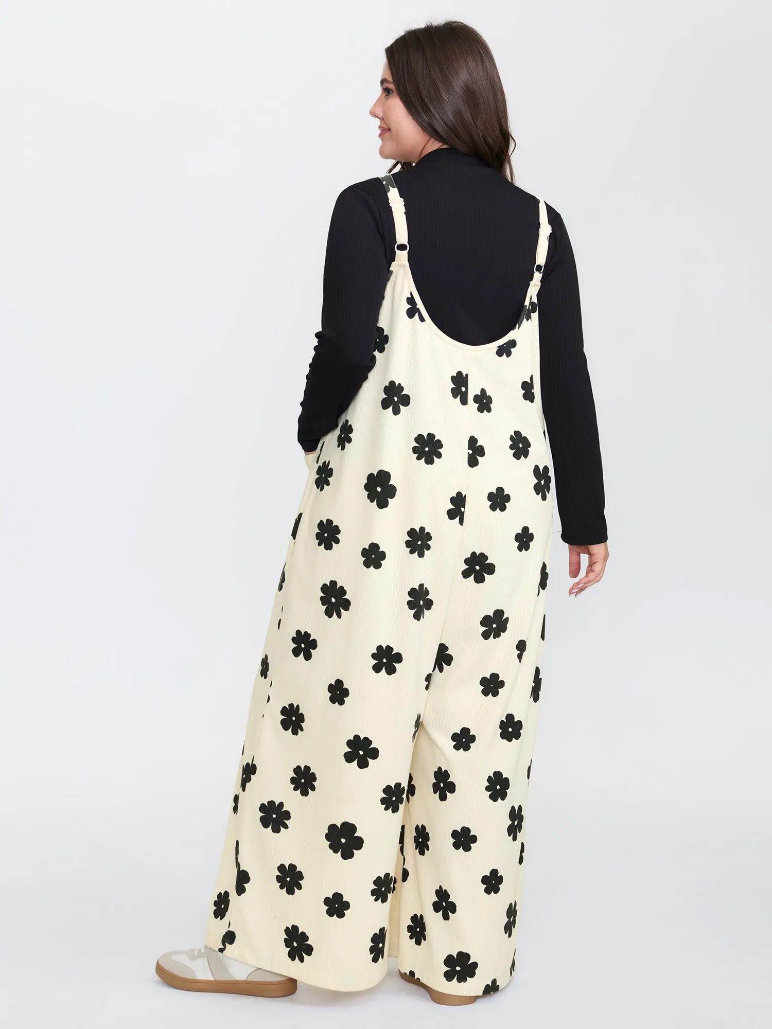 Monochrome Corduroy Wide Leg Scoop Back Jumpsuit sold by Bloomchic product image thumbnail 5