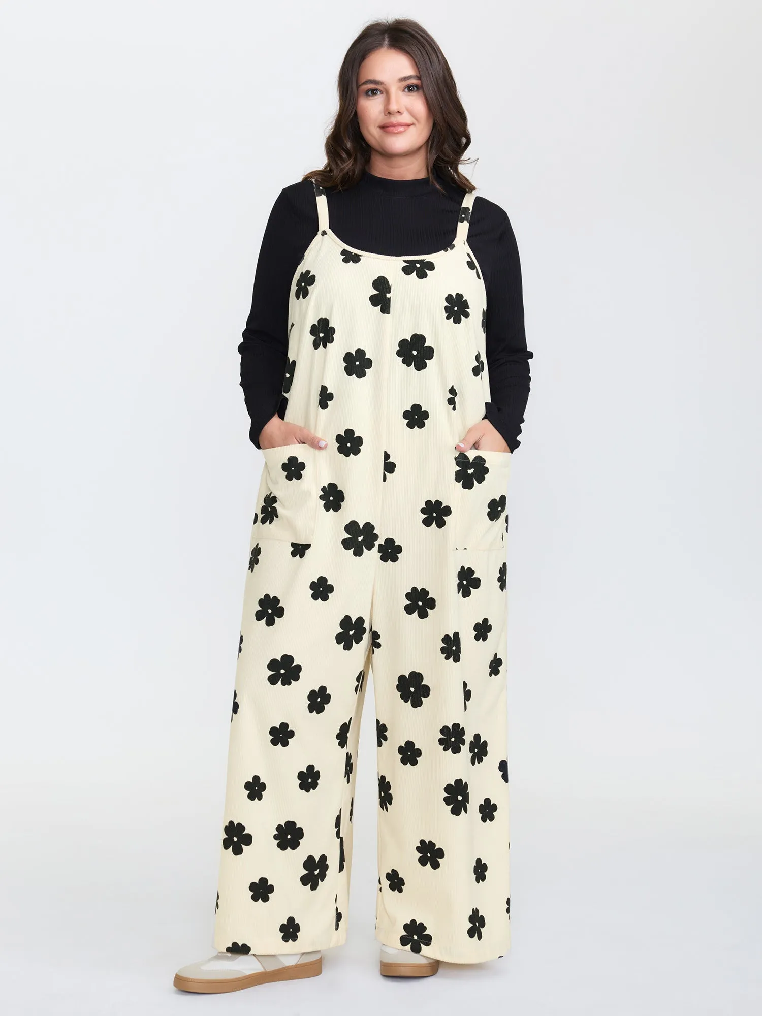 Monochrome Corduroy Wide Leg Scoop Back Jumpsuit sold by Bloomchic product image thumbnail 3