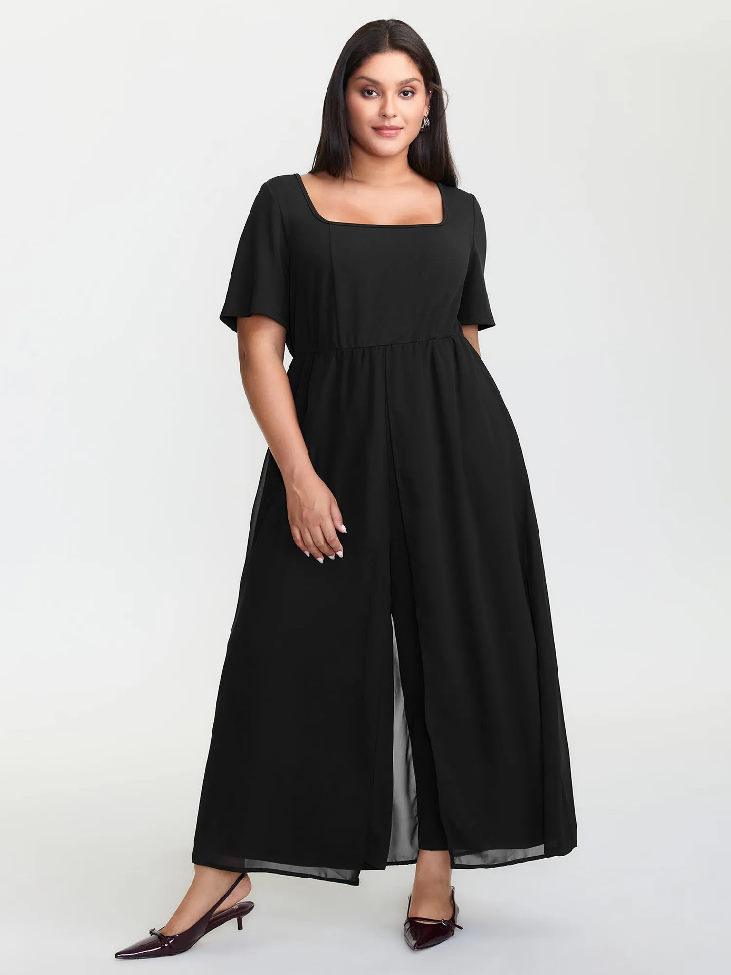 Stretchy Layered Wide-Leg Jumpsuits sold by Bloomchic product image thumbnail 3