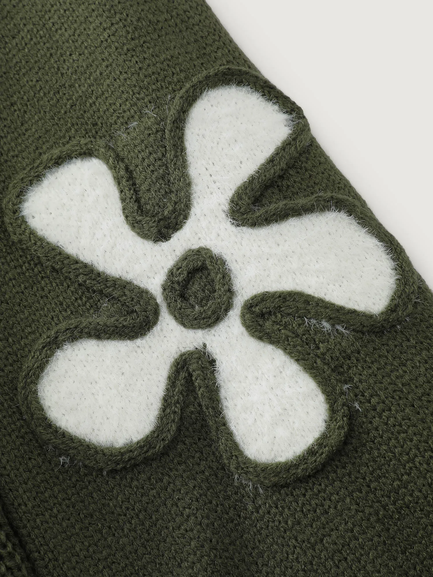 Floral Cord Embroidered Cinched-Waist Sweater Dress sold by Bloomchic product image thumbnail 5