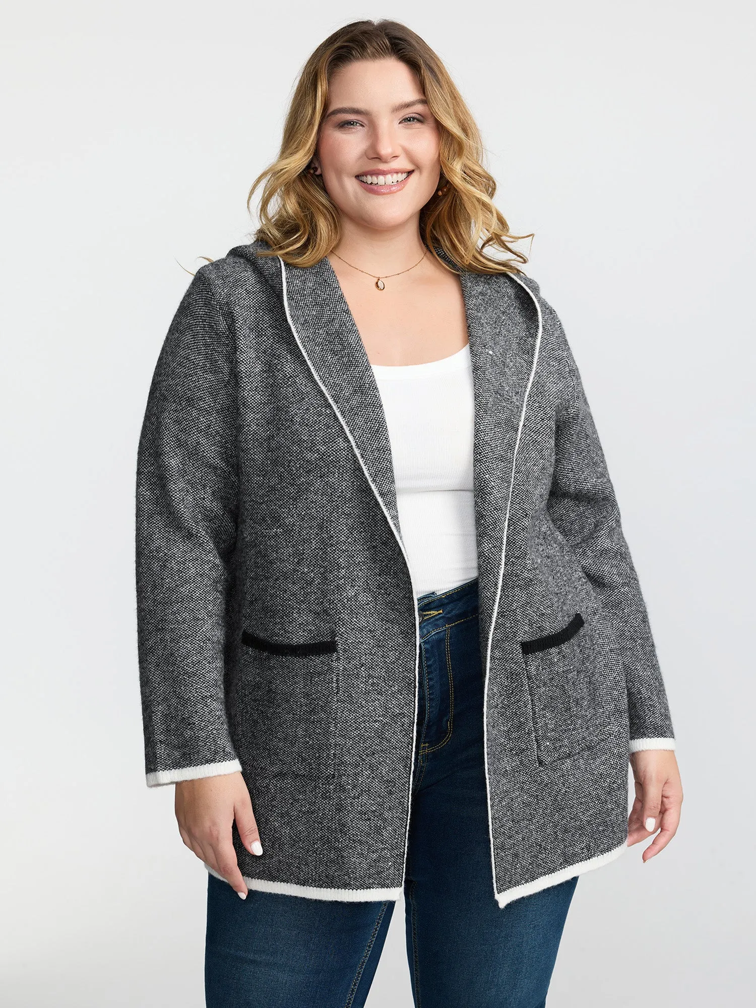 Supersoft Super Stretchy Hooded Knit Cardigan sold by Bloomchic