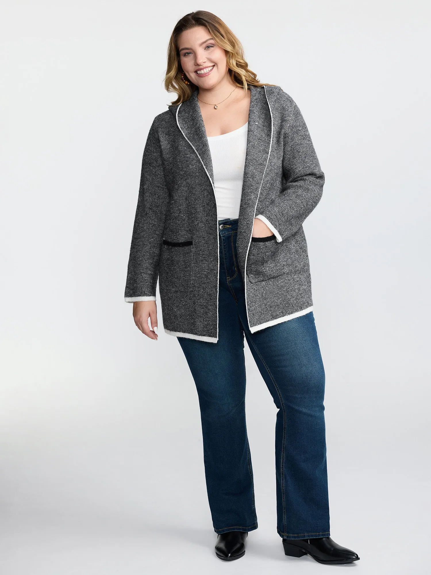 Supersoft Super Stretchy Hooded Knit Cardigan sold by Bloomchic product image thumbnail 3