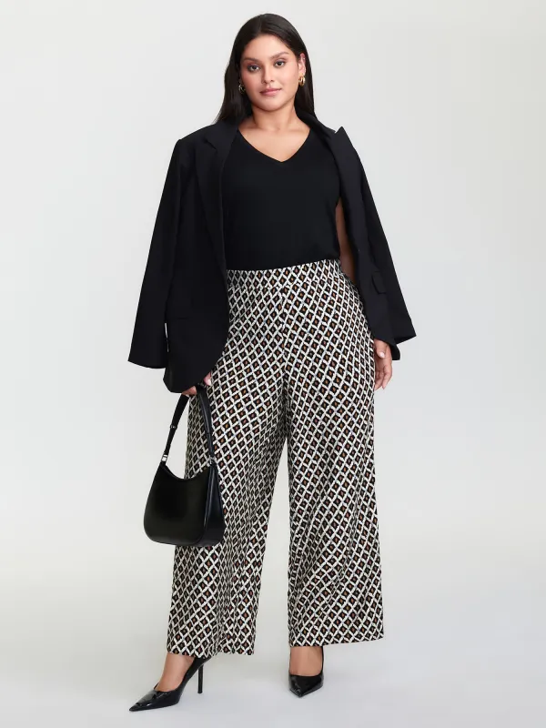Geometric Pattern Wide-Leg Pants sold by Bloomchic