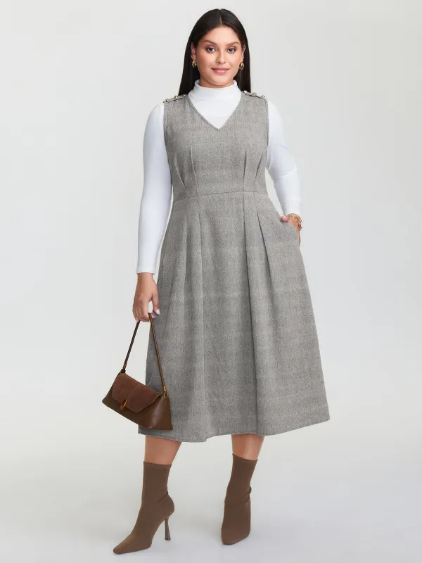 Shirred Stretchy Fit and Flare Midi Dress sold by Bloomchic