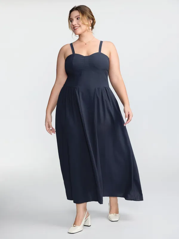 Pleated Side Skirt Sculpted Cami Maxi Dress sold by Bloomchic