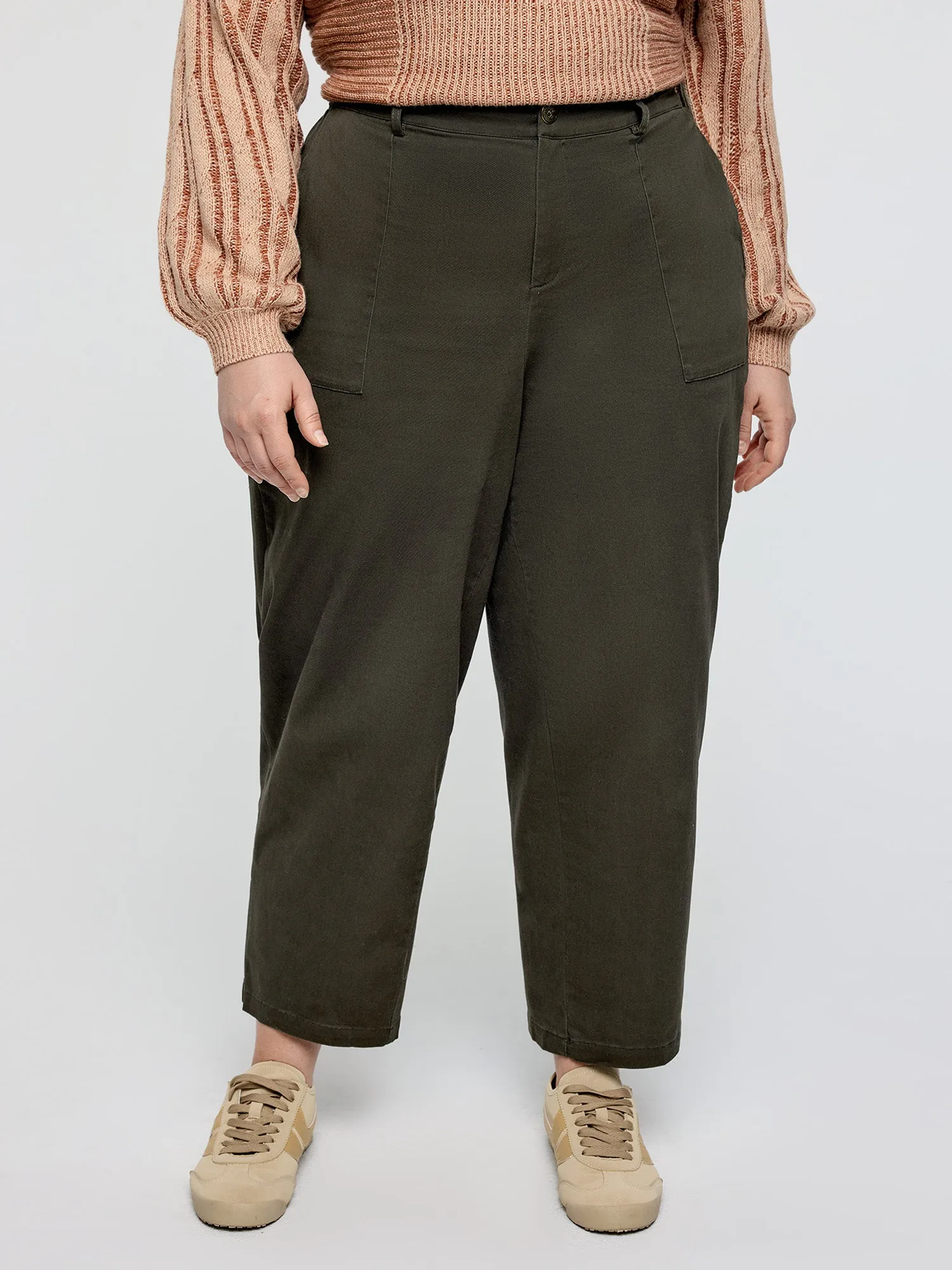 Cotton Stretchy Waist Pockets Straight Leg Pants sold by Bloomchic product image thumbnail 2