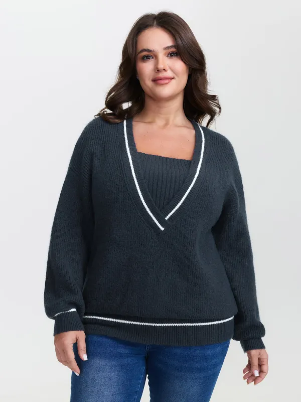2-in-1 Balloon Sleeve Pullover sold by Bloomchic