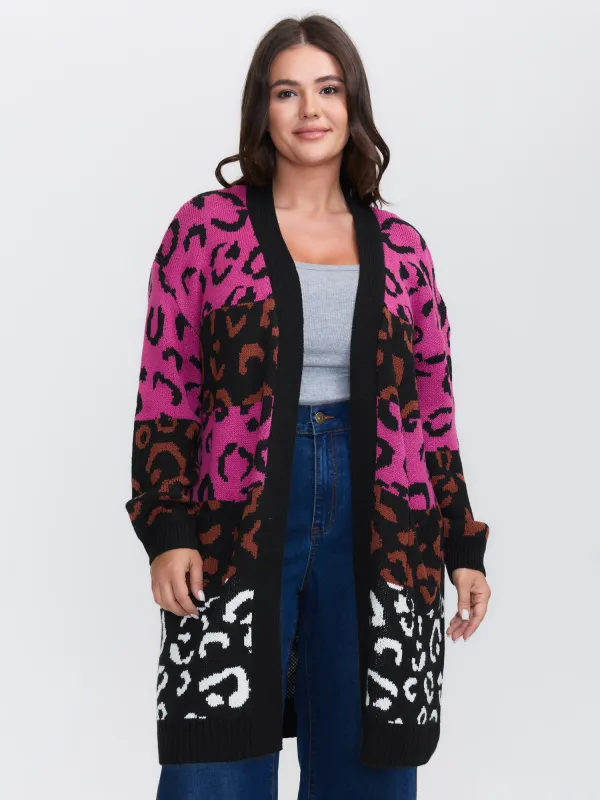 Sweet Leopard Print Jacquard Knit Cardigan sold by Bloomchic