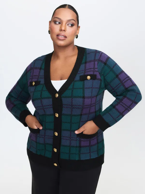 Supersoft Grid Pattern Metal Buckle Knit Cardigan sold by Bloomchic