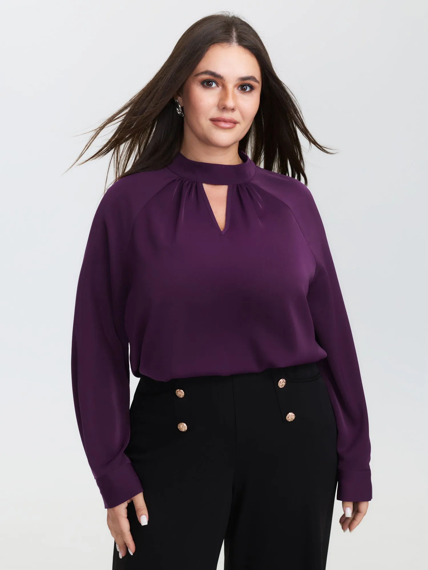 Cut-Out Neckline Pleated Blouse sold by Bloomchic product image thumbnail 3
