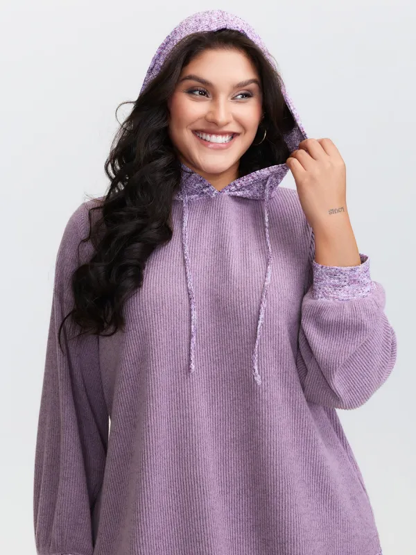 Textured Stretchy Color Contrast Hoodie sold by Bloomchic