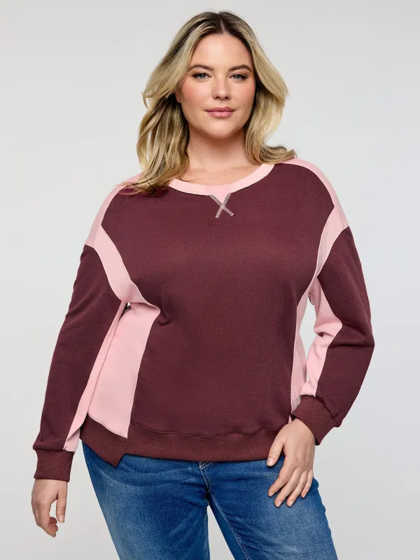 Color Contrast Relaxed-Fit Sweatshirt sold by Bloomchic