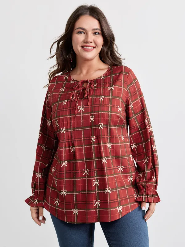 Holidays Unwrapped Neck-Tie Blouse sold by Bloomchic