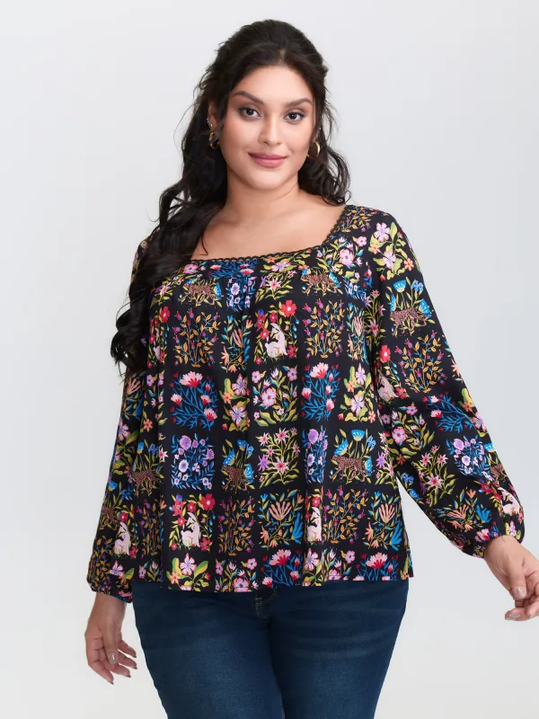 Rayon Floral Collage Lace Blouse sold by Bloomchic