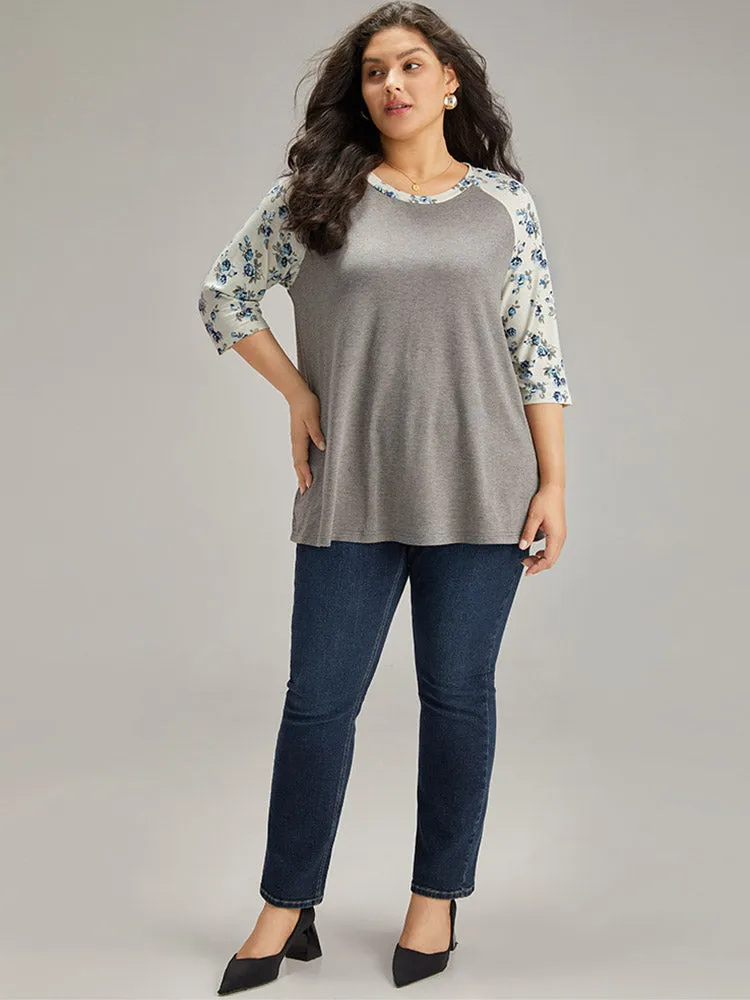 Ditsy Floral Patchwork Contrast T-shirt sold by Bloomchic product image thumbnail 4