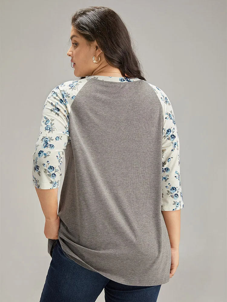 Ditsy Floral Patchwork Contrast T-shirt sold by Bloomchic product image thumbnail 5
