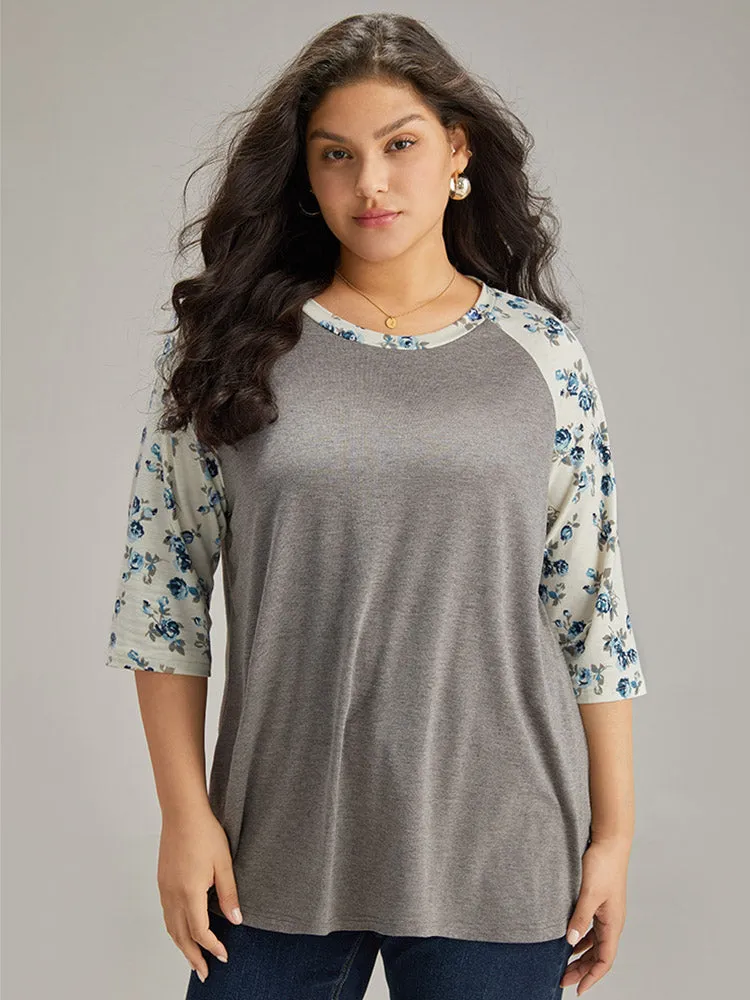 Ditsy Floral Patchwork Contrast T-shirt sold by Bloomchic product image thumbnail 2