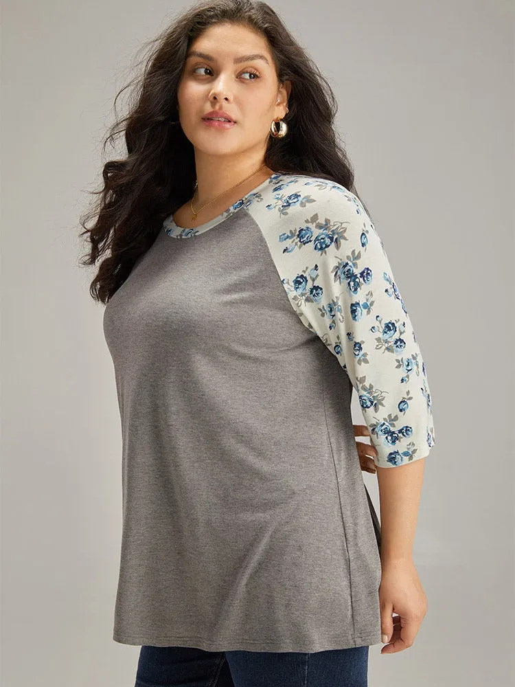 Ditsy Floral Patchwork Contrast T-shirt sold by Bloomchic product image thumbnail 3