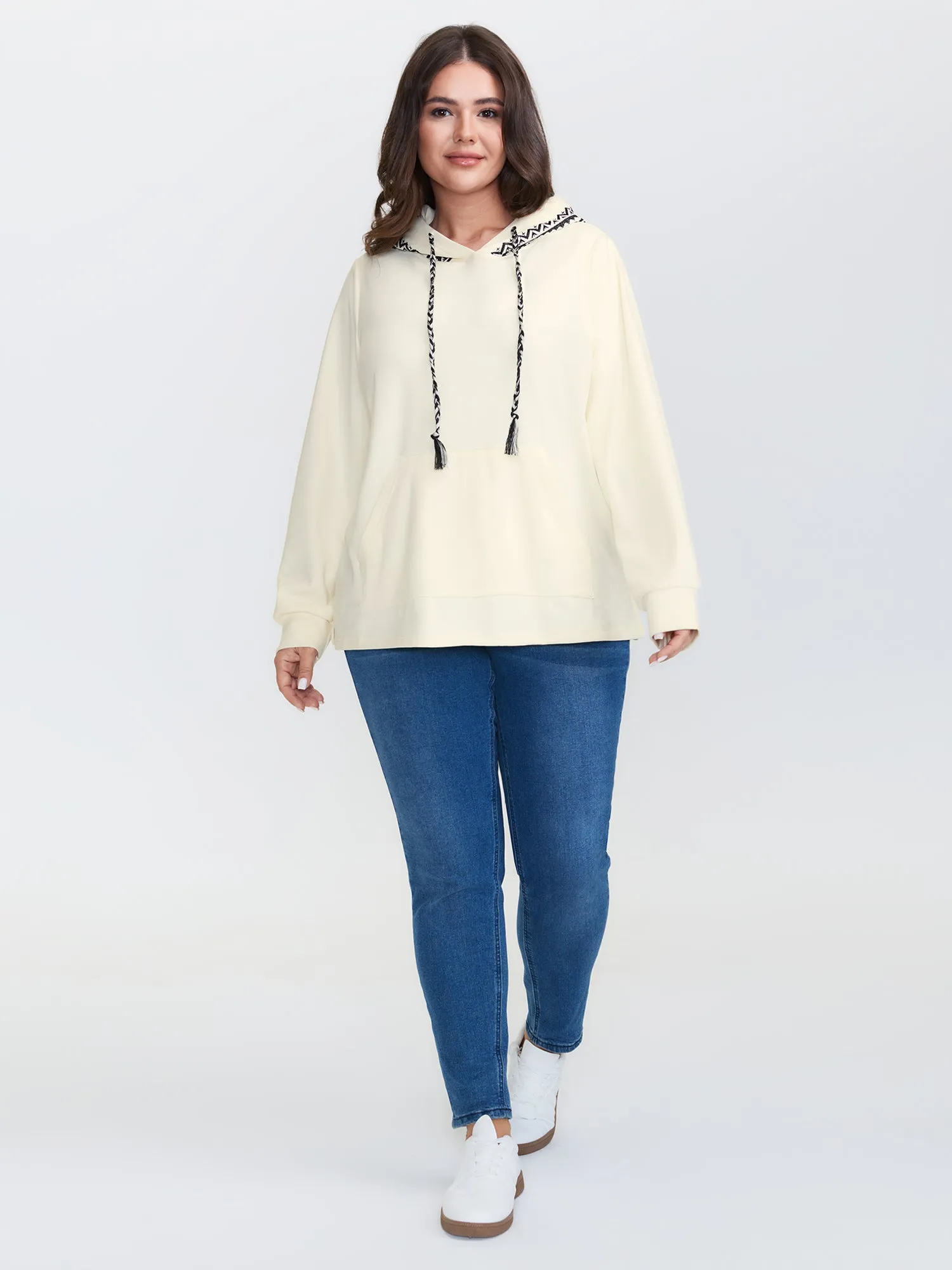 Velvety Geometric Embroidery Hoodie sold by Bloomchic product image thumbnail 3