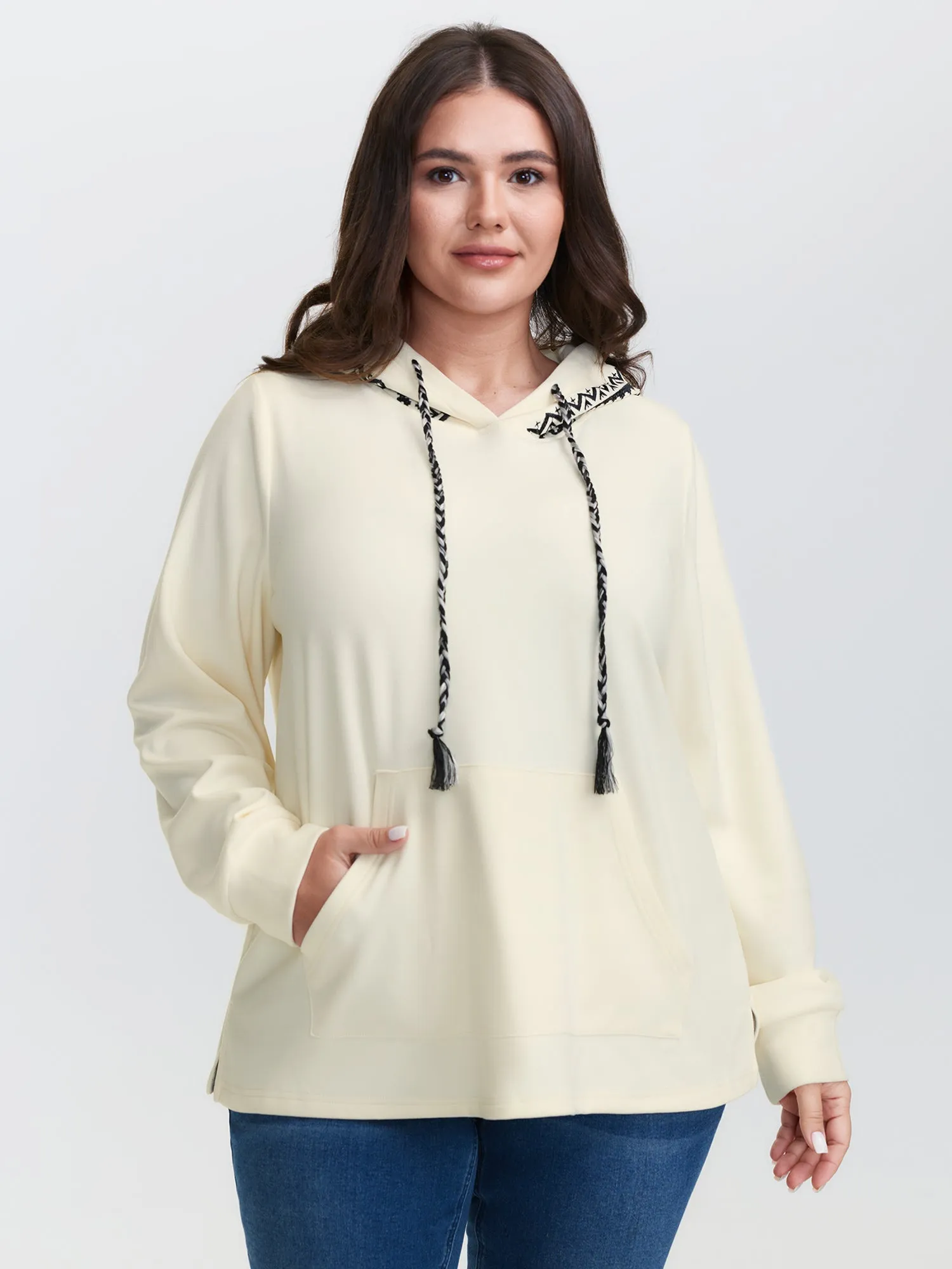 Velvety Geometric Embroidery Hoodie sold by Bloomchic product image thumbnail 2