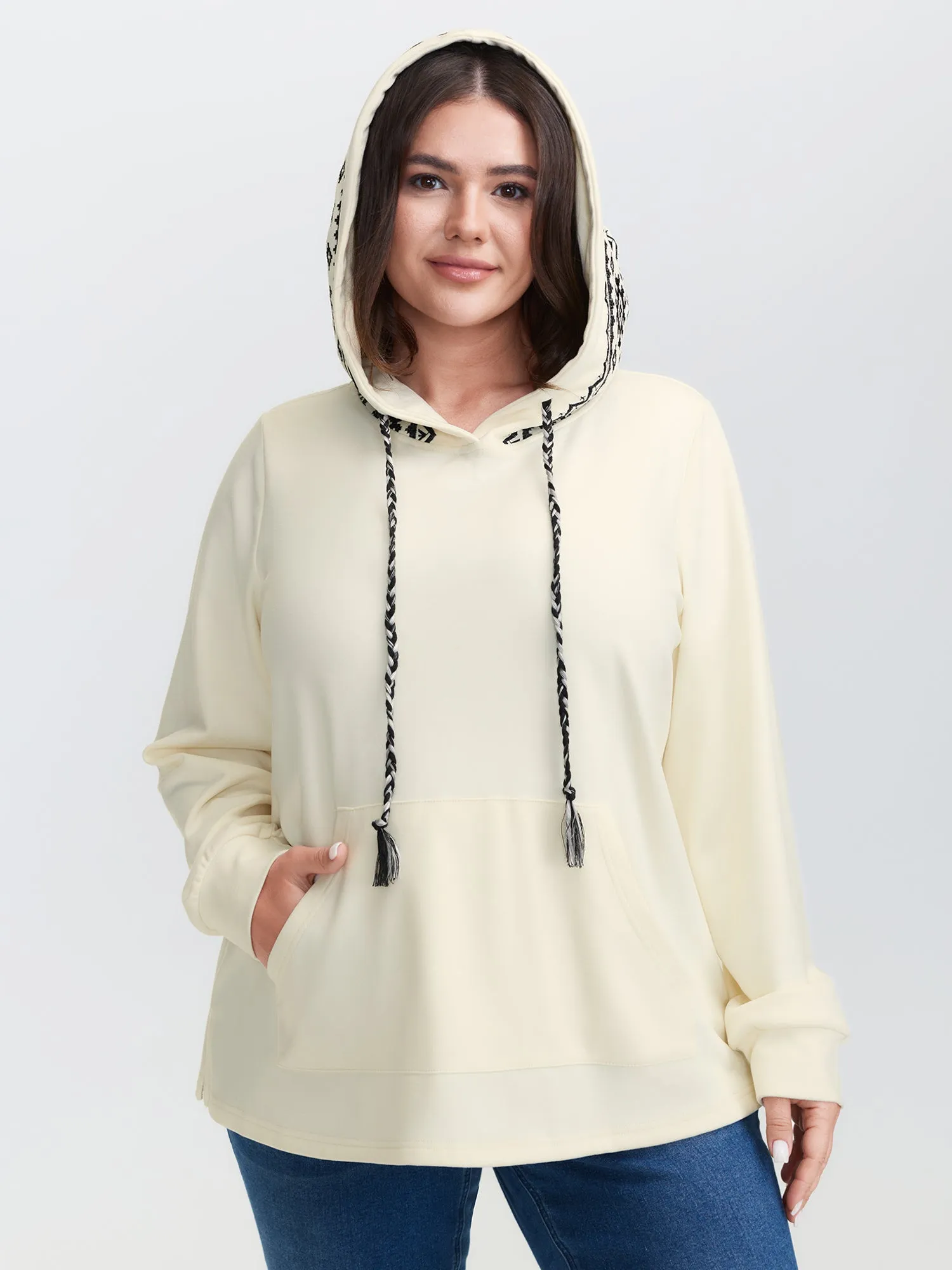 Velvety Geometric Embroidery Hoodie sold by Bloomchic product image thumbnail 5