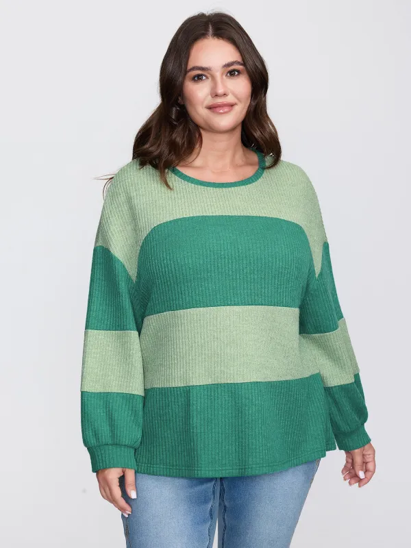 Colorful Stripe Ribbed Drop Shoulder Sweatshirt sold by Bloomchic