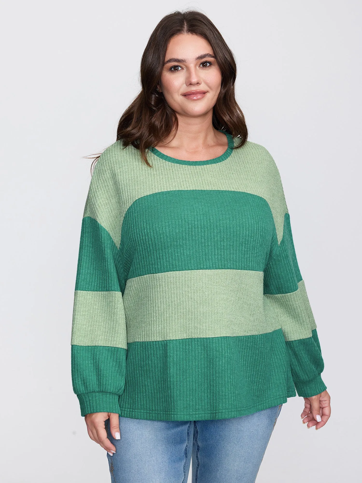 Colorful Stripe Ribbed Drop Shoulder Sweatshirt sold by Bloomchic