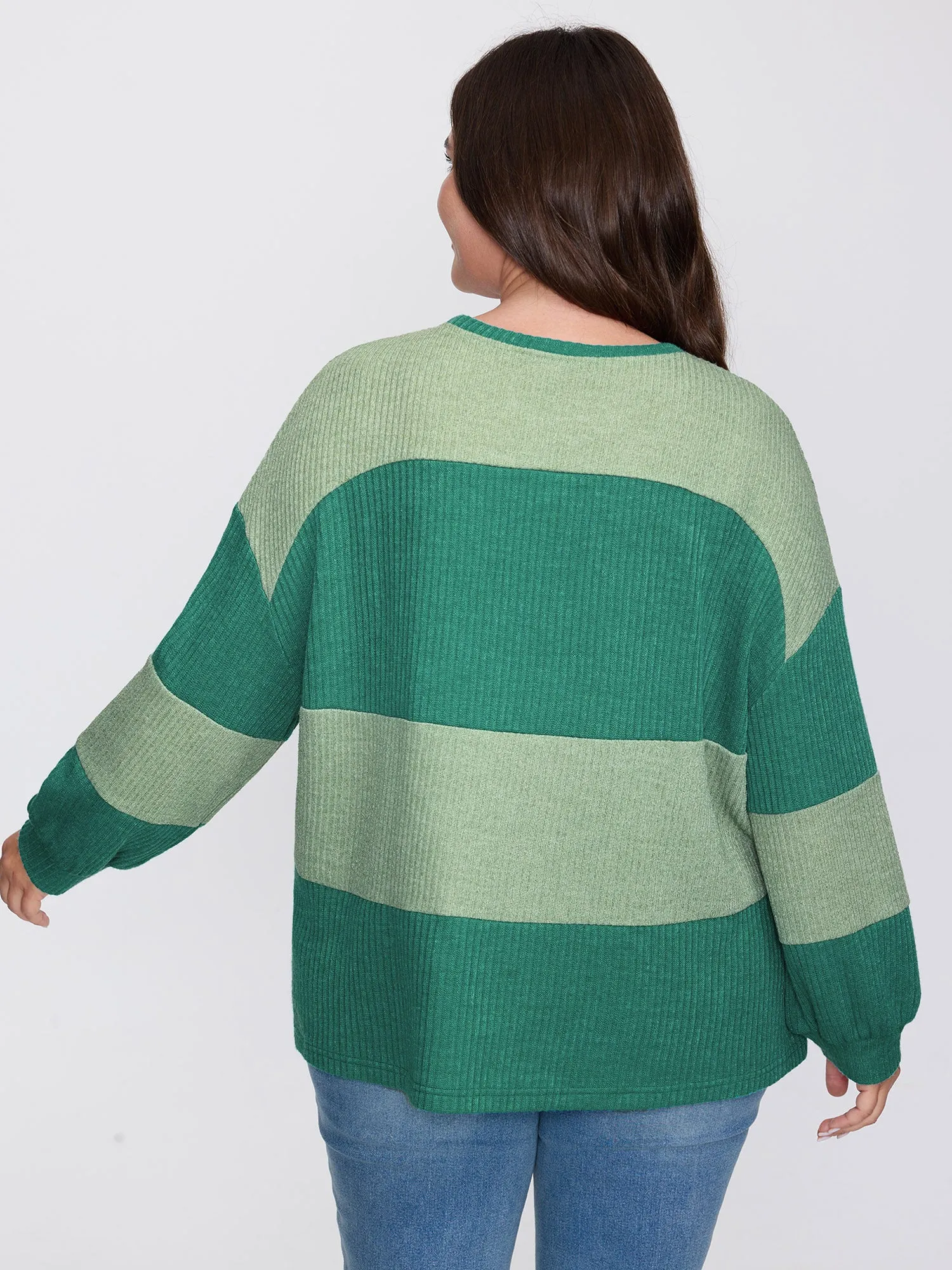 Colorful Stripe Ribbed Drop Shoulder Sweatshirt sold by Bloomchic product image thumbnail 4